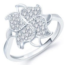 Micro Pave Setting Flower 925 Bijoux en argent sterling